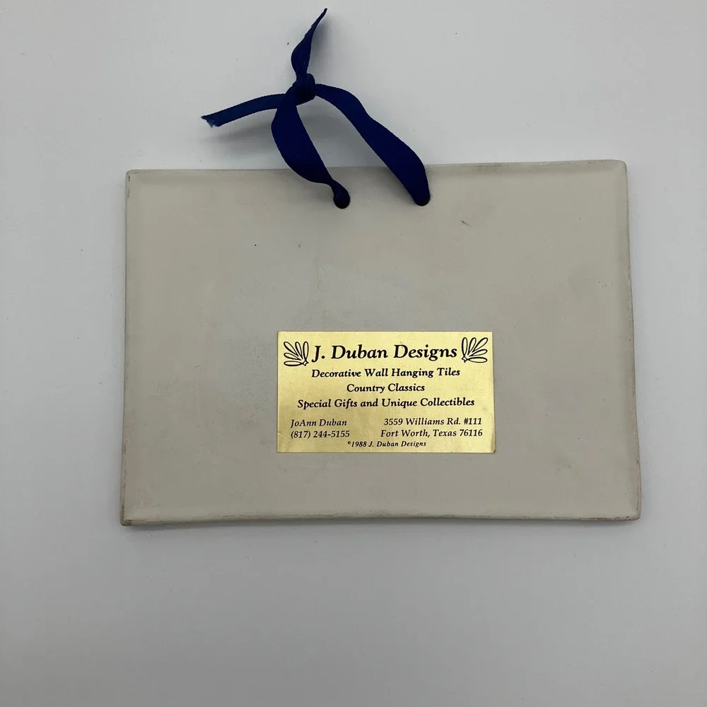 J. Duban Designs Wall Hanging Tile 1988 6x4.5 Blue Angel Friendship Quote
